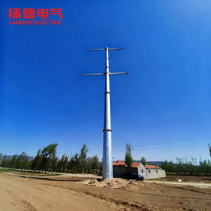 供应钢制电线杆安装单管电力钢管杆抗冲击钢结构高压架工程架线塔