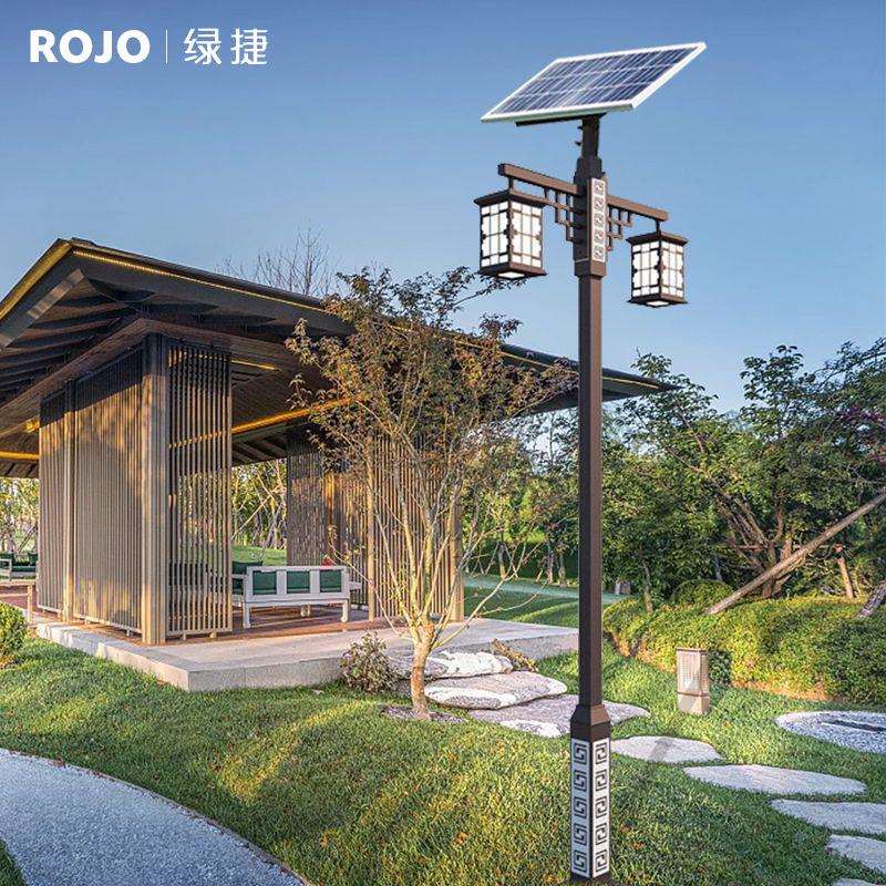 太阳能仿古庭院灯户外防水新中式景观灯公园小区双头灯led道路灯
