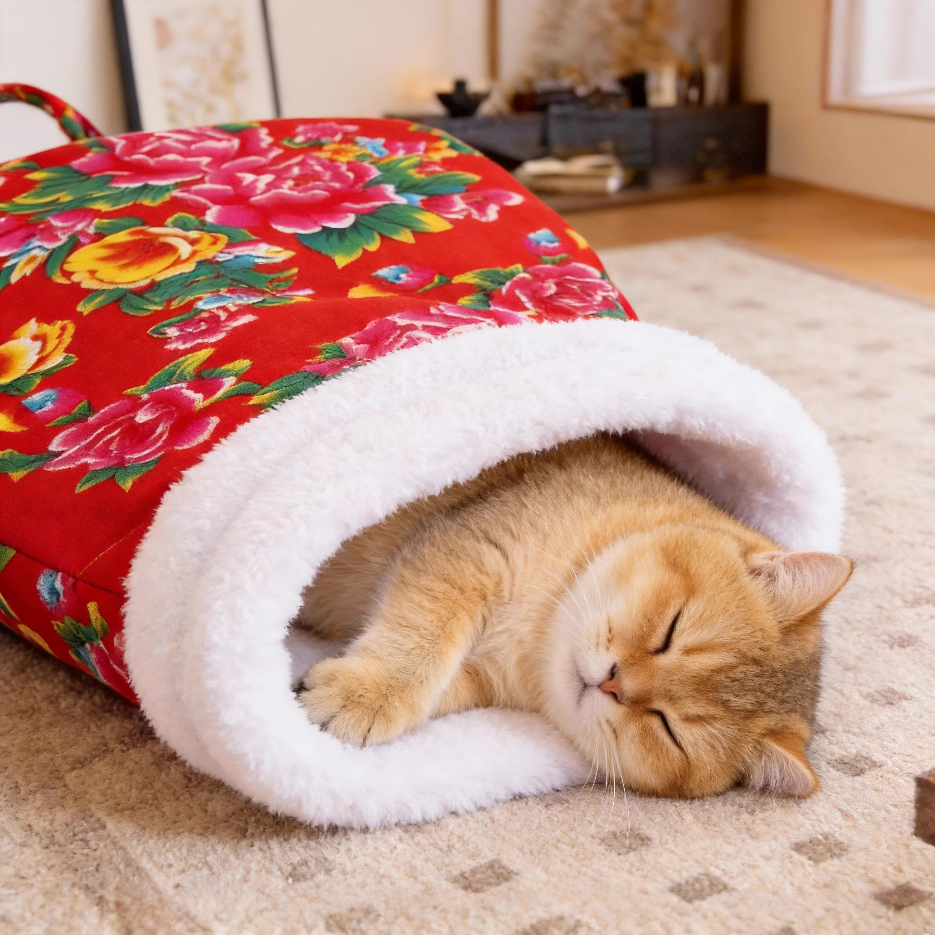 猫窝冬季加绒保暖东北大花猫咪睡袋半封闭式加厚毛绒猫窝狗狗窝垫,宠物/宠物食品及用品,猫窝/屋/帐篷/沙发,淘宝优惠券,粉丝福利购,淘宝优惠卷