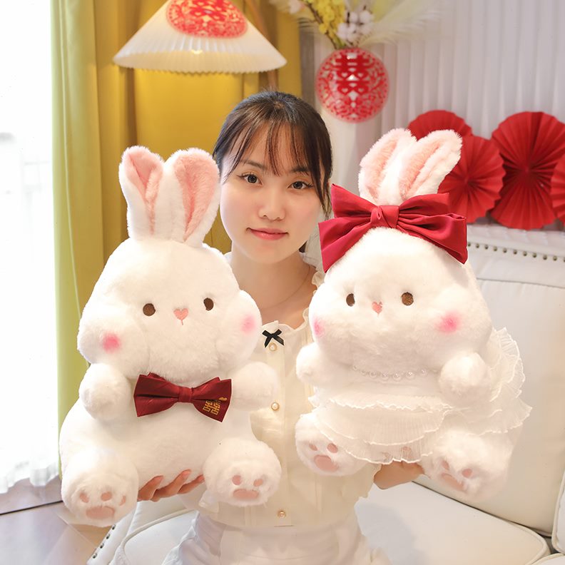 高档结婚礼物摆件萌一对娃抱枕娃娃人新婚压新送床上用品婚房床喜