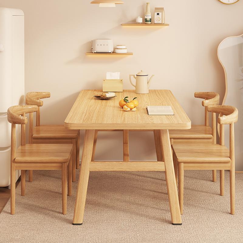 餐桌椅组合家用饭桌简约现代风大板桌一桌四椅长方形桌子餐饮商用