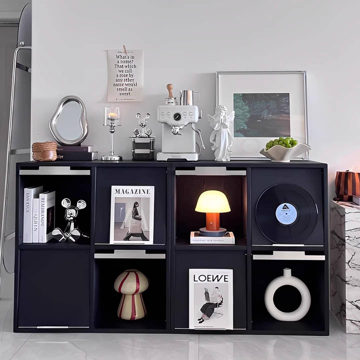 黑色斗柜卧室收纳柜床尾置物柜客厅柜子靠墙收纳柜皮埃尔柜八斗柜