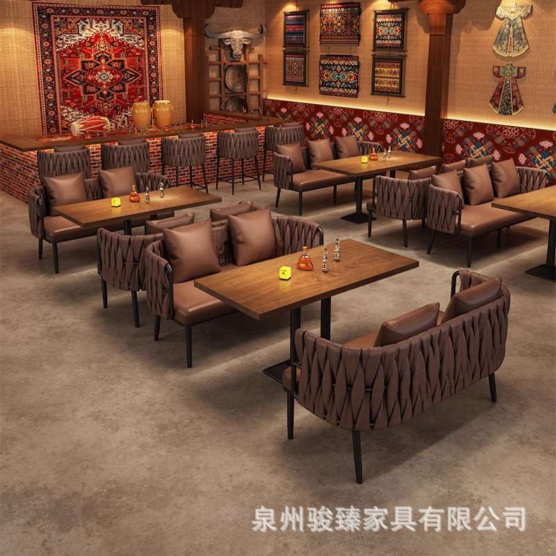 工业风小酒馆咖啡厅桌椅组合休闲甜品奶茶店西餐厅茶楼商用沙发椅