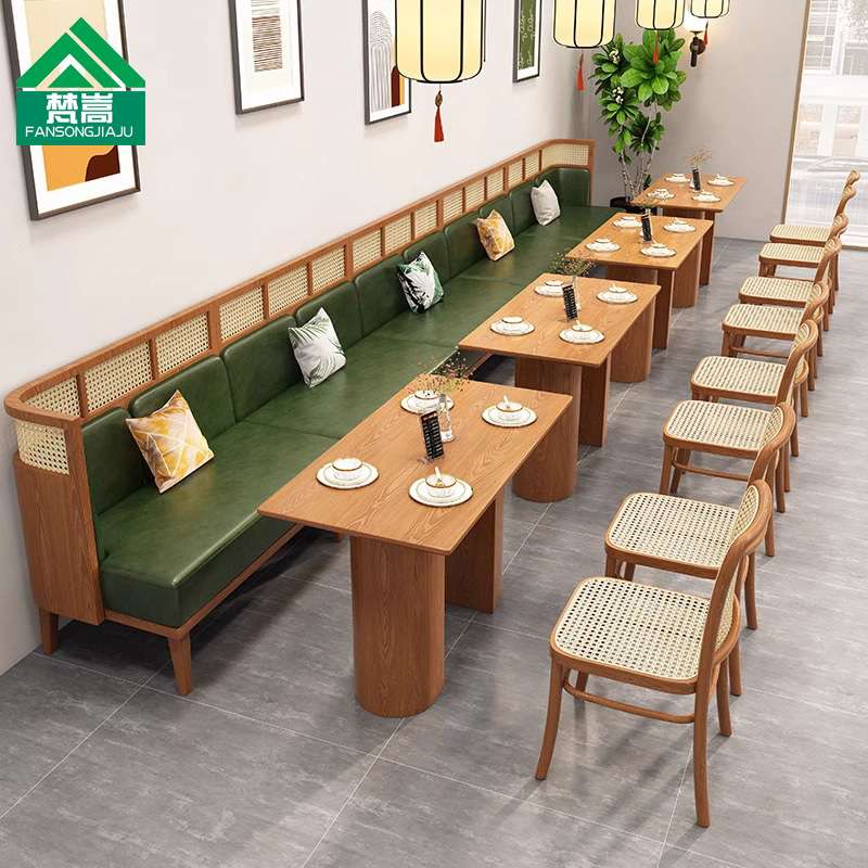 商用餐厅咖啡厅桌椅组合融合西餐厅卡座沙发茶餐厅餐饮茶楼卡座