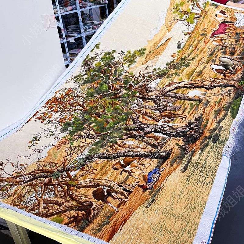 百骏图十字绣成品不带框纯手工出售已绣好的2025新款客厅高端名画