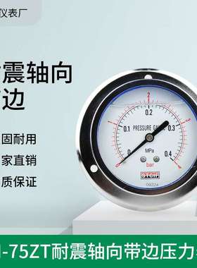 YN-75ZT轴向带边液压表 10bar 2.5mpa G3/8耐震压力表天川YN-80ZT