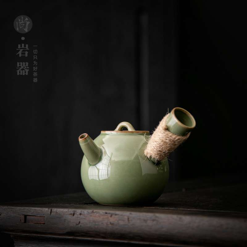 复古陶瓷茶壶青瓷侧把壶防烫手抓过滤泡茶壶创意单壶温茶壶手把壶