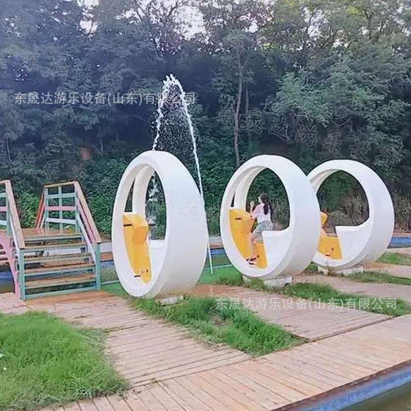 不锈钢互动脚踏发光单车  公园景区游乐场亲子互动手摇脚踏喷泉