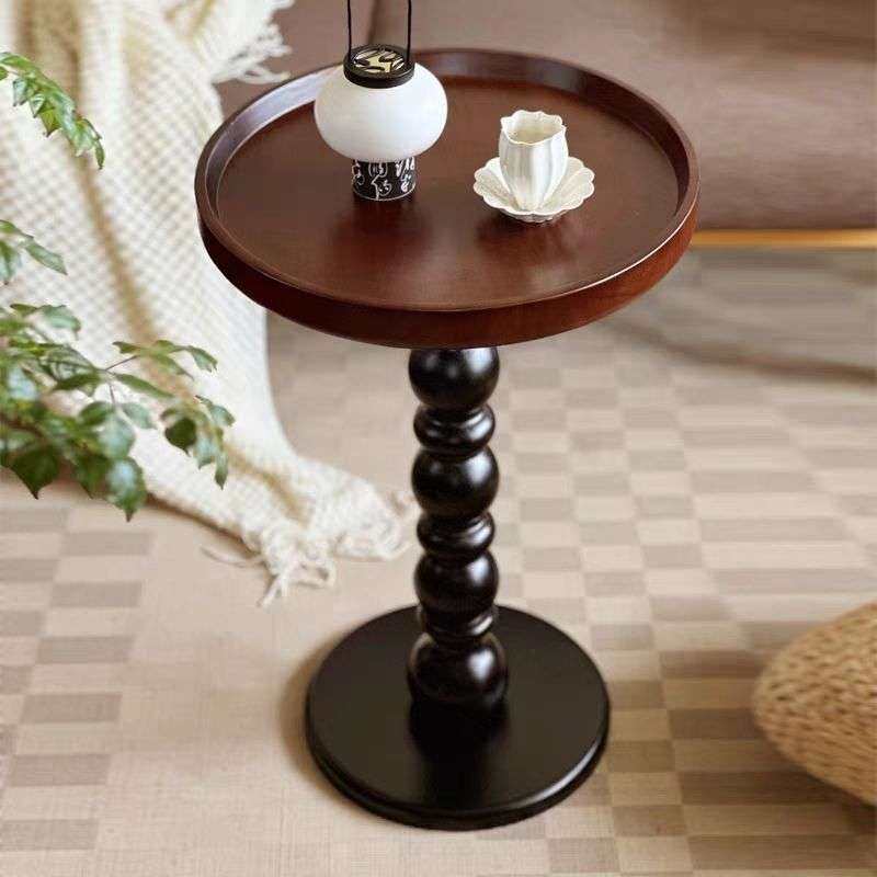 美式复古实木边几圆形中古风家用客厅沙发角几阳台休闲珍珠小圆桌,3C数码配件,USB灯,淘宝优惠券,粉丝福利购,淘宝优惠卷