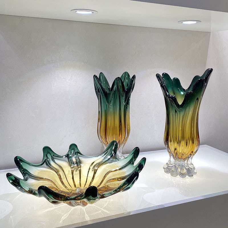 琉璃花瓶轻奢现代水晶厚重玻璃水培花瓶果盘摆件客厅玄关花器摆设,3C数码配件,USB灯,淘宝优惠券,粉丝福利购,淘宝优惠卷