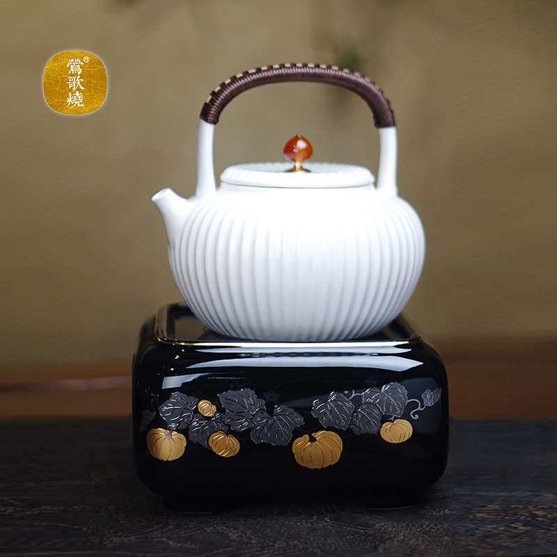 莺歌烧电陶炉新品四方金瓜满圆静音煮茶炉不挑壶泡茶无线遥控