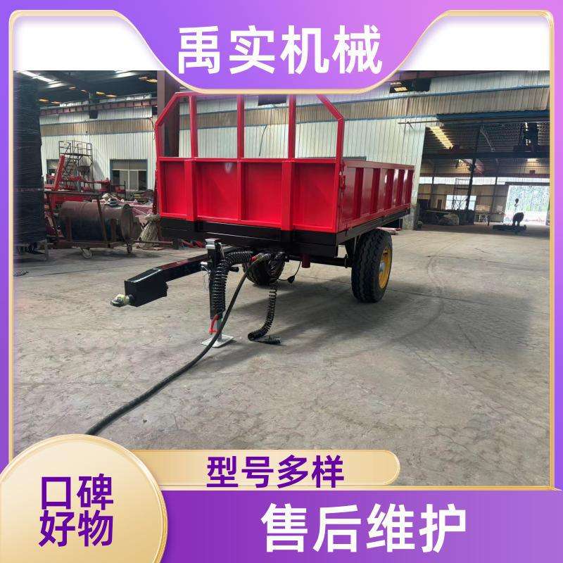 四轮拖拉机带的农用运输拖车斗 气刹液压后翻自卸的拉草平板拖车