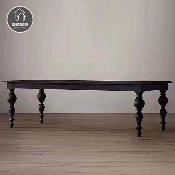法式中古风实木餐桌黑色长条大板桌客厅家用长方形大会议桌工作台,鲜花速递/花卉仿真/绿植园艺,割草机/草坪机,淘宝优惠券,粉丝福利购,淘宝优惠卷