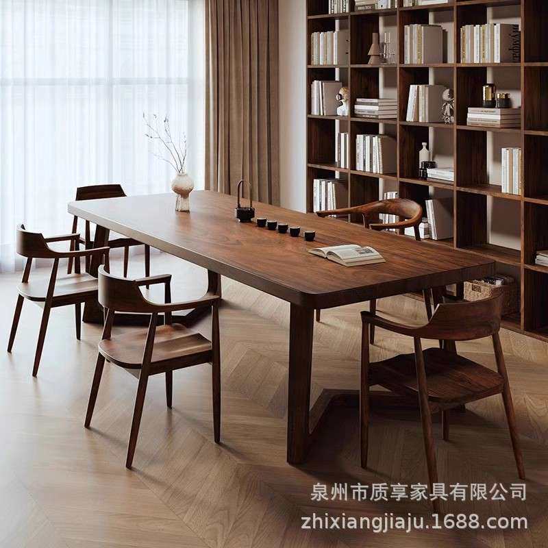 南美胡桃木高档客厅实木大长书桌工作台书房书法桌大板学习桌椅