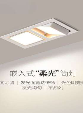 led双头筒长灯方形嵌入式斗胆灯简约客厅多头射灯正方形调角度
