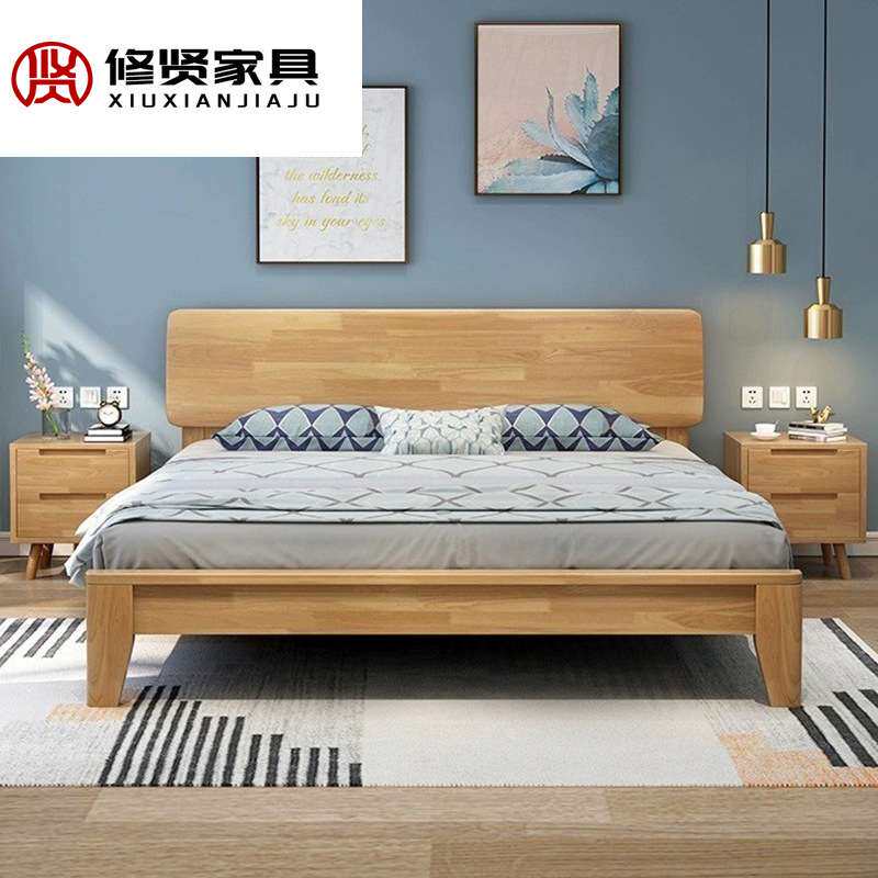 北欧实木床单人床1.2m1.35现代简约1.5m1.8m双人床抽屉低箱储物床