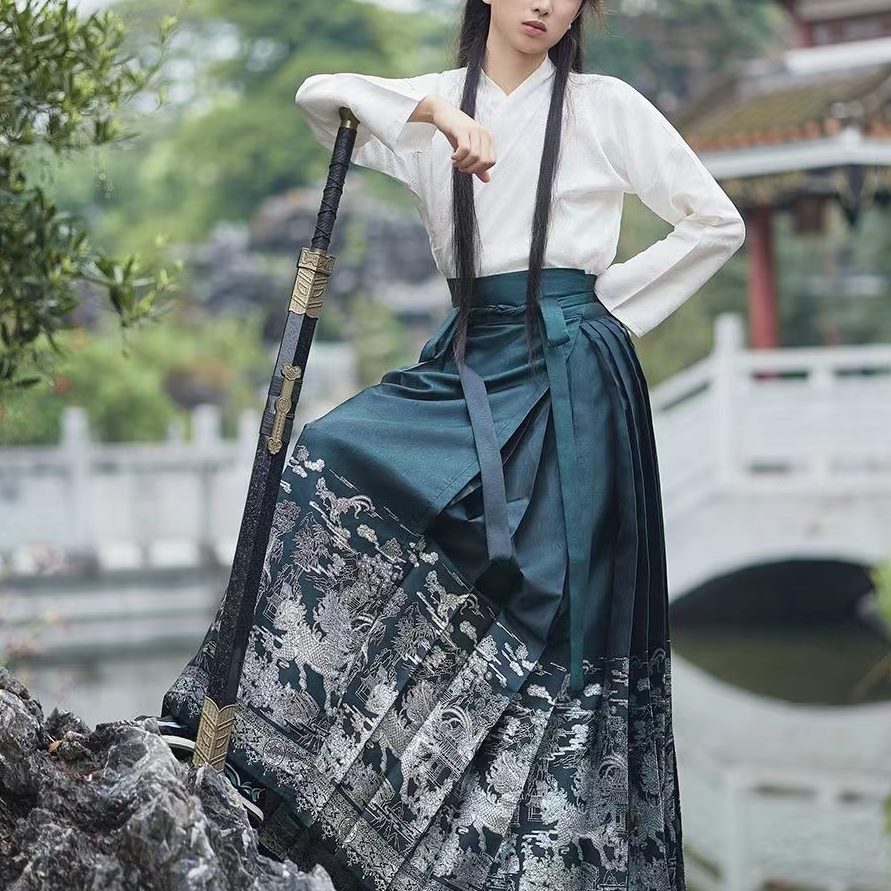 男女拍照明制织金马面同款汉服C出租新款国潮暗黑P通勤新中式裙