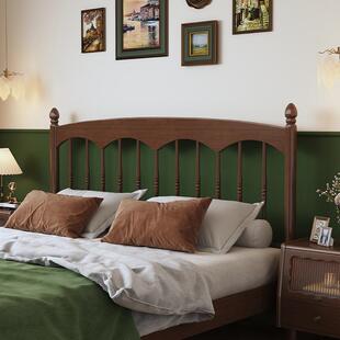 法式复古实木床简约1.8米双人床胡桃色美式公主床卧室日式温莎床