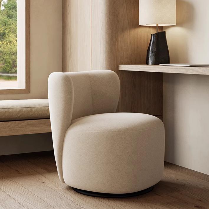 r^北欧轻奢单人阳台沙发简约休闲椅可旋转布艺卧室梳妆凳复古极简