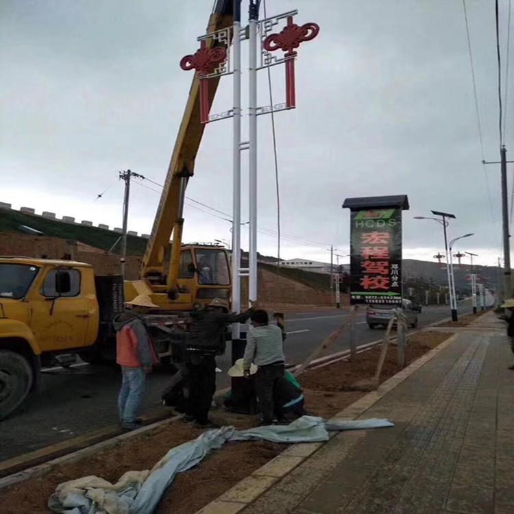 高邮路灯厂家 6米LED中国结路灯 LED双臂喜庆节日灯 节日灯笼灯