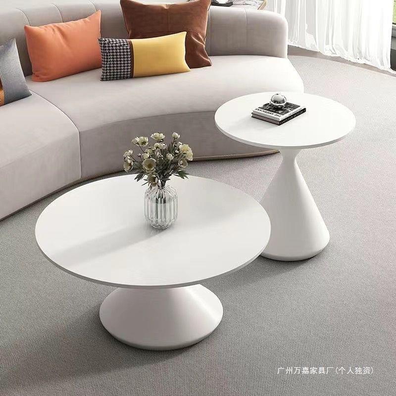 北欧风客厅家用圆形极简创意设计师现代客厅茶几简约岩板桌面组合