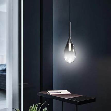 北欧轻奢咖啡馆吊灯 吧台餐厅水滴玻璃吊灯 家用卧室LED玻璃吊灯