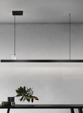 意式极简黑色餐厅主吊灯长条灯全铜led轻奢一字型吧台办公室灯具