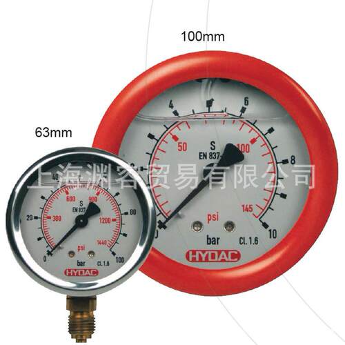HYDAC贺德克HM100-100-B-G1/2 0-10MPA压力表HM63-16-R-G1/4