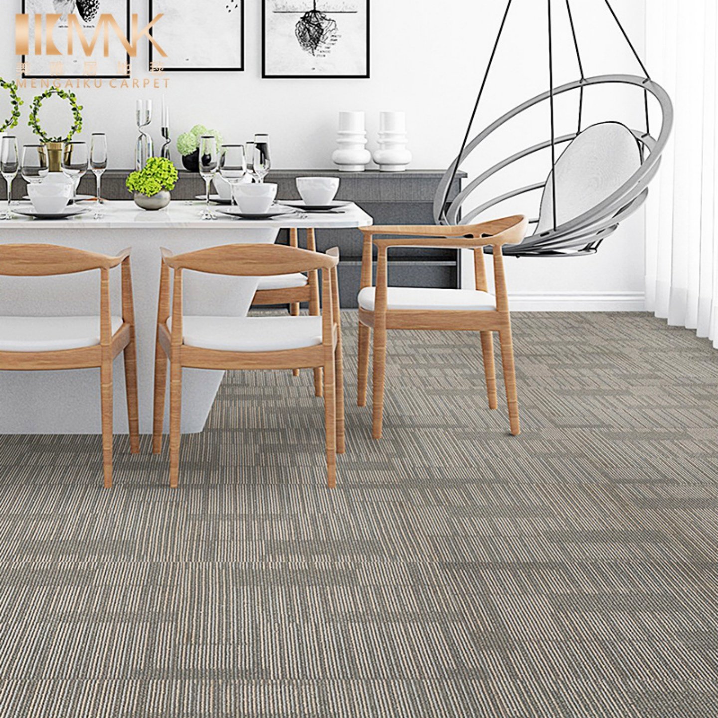 自粘拼接方块地毯丙纶卧室商用工装办公室家用加厚阻燃写字楼地垫