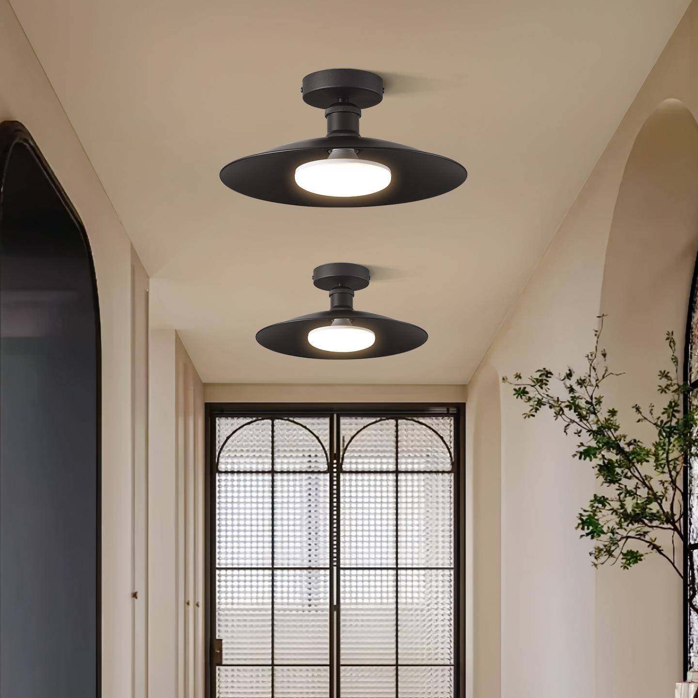 走廊过道吸顶灯中古风创意飞碟玄关阳台厨房LED护眼 中山灯具125L