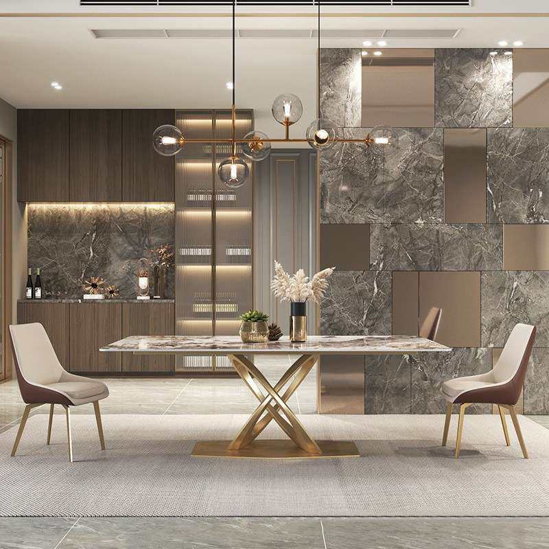 简约轻奢款岩板餐桌高端长方形家用小户型现代简约亮光饭桌椅组合,电子元器件市场,其它元器件,淘宝优惠券,粉丝福利购,淘宝优惠卷