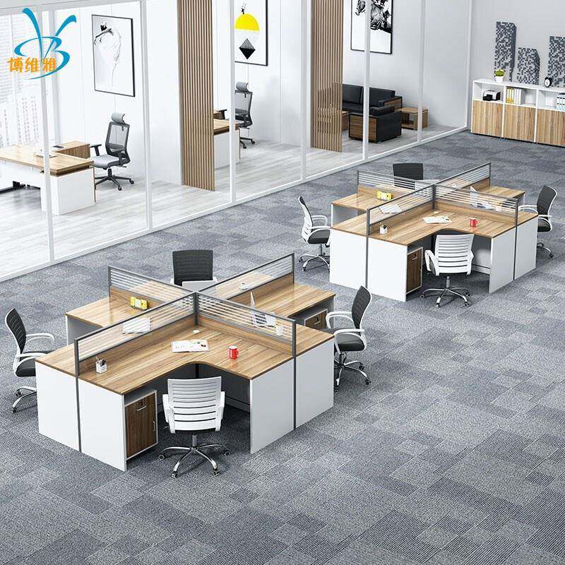 现代办公室四人位职员办公桌椅组合屏风工位办公桌卡座简约4人位