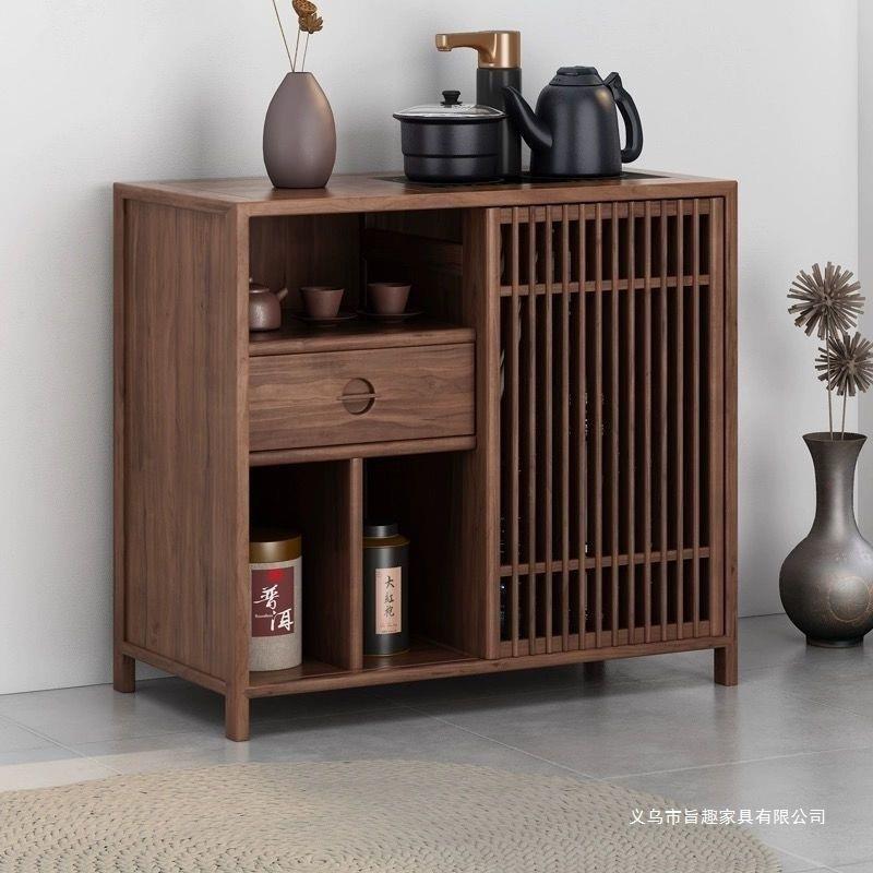新中式老榆木茶水柜实木简约家用客厅烧水台办公室一体茶桌茶边柜