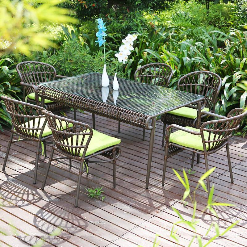 户外藤椅套件组合藤编休闲桌椅藤桌子阳台椅子室外露天铁艺滕椅