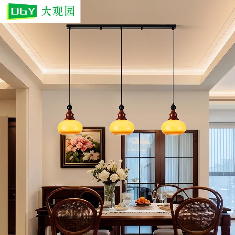 大观园中古餐厅吊灯复古法式温馨氛围感玻璃焦糖渐变色餐厅灯L535