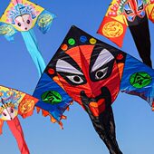 高档易微长布风大人中国风脸谱伞专用飞大型尾儿童