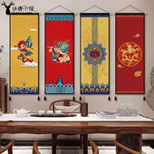 背景装 布艺挂毯客厅沙发凤呈祥挂布 饰画玄关挂画卧室床头龙新中式