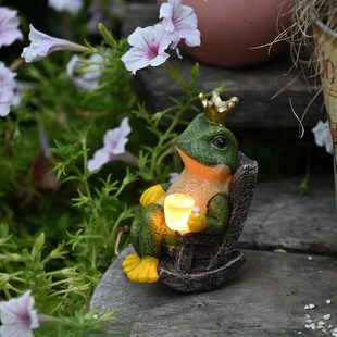 太阳能青蛙小夜灯户外庭院阳台花B园装 饰窗台摆件院子布置防水创
