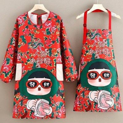 东北大花围裙厨房家用做饭围腰防水防油长袖罩衣时尚洋气民族风X1,家庭/个人清洁工具,围裙套装,淘宝优惠券,粉丝福利购,淘宝优惠卷