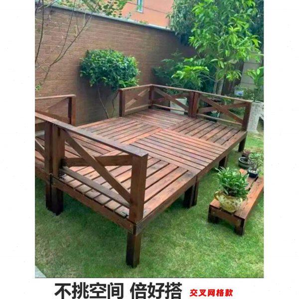 松木防腐木地台合肥地板露台户外葡萄架庭院脚凳花架台阶踏步扇形