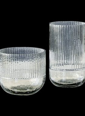 OOOOH现代轻奢竖条纹直筒玻璃花瓶插花水培花器