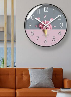 2拉时尚挂钟客厅易普挂表6家用静音扫秒26时钟简约北欧钟表石英钟