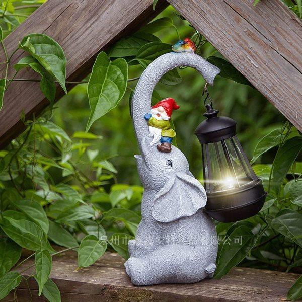 新款太阳能灯大象提灯动物雕像树脂装饰摆件花园草坪布置创意夜灯,家居饰品,户外/庭院摆件,淘宝优惠券,粉丝福利购,淘宝优惠卷