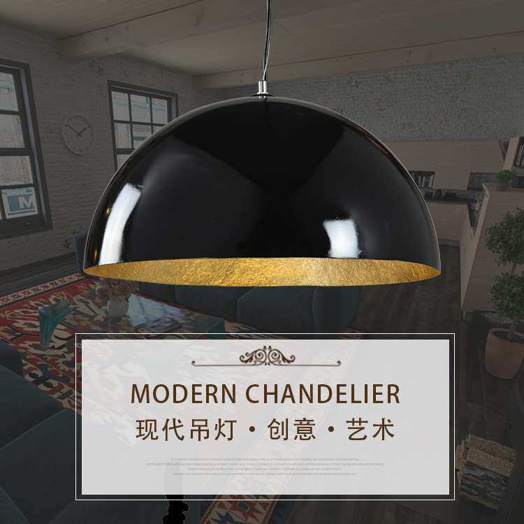 简约现代客厅餐厅吊灯创意入户玄关灯具 玻璃钢单头半圆形吊灯
