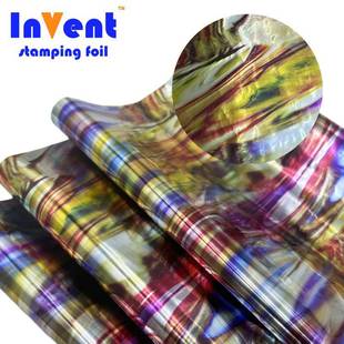 12u75CM乱彩纹布料烫金纸花膜服装 纺织水洗丝印烫金浆膜印箔