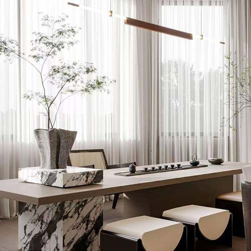 实木现代简约茶台桌椅组合茶桌办公室设计师高端泡茶中式岩板轻奢