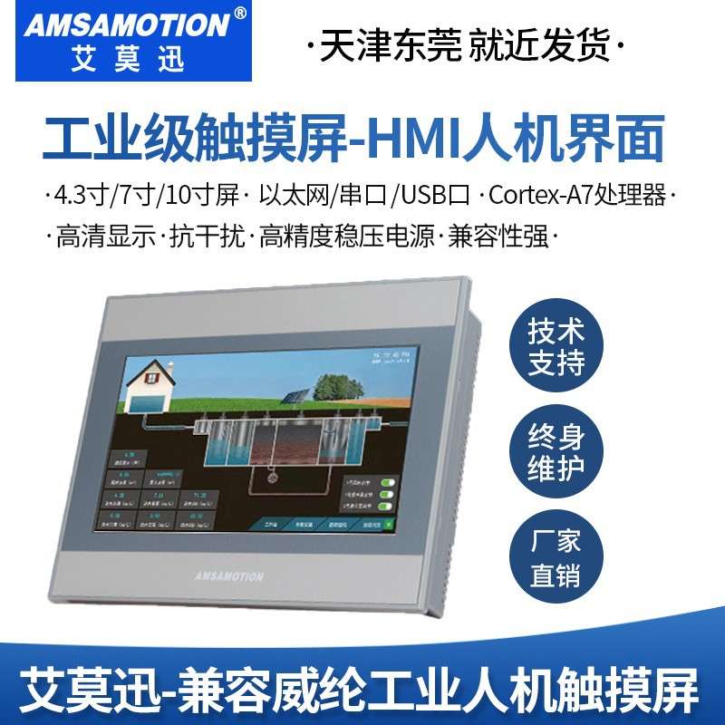 AMSAMOTION艾莫迅4.3/7/10.2英寸带以太网口触摸屏人机AMX工业HMI