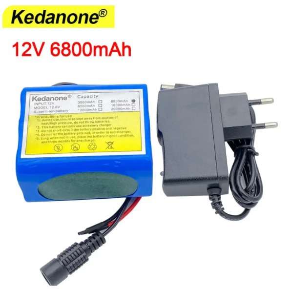 12V 6800mah电池18650锂离子可充电电池带BMS保护板+12.6V充电器