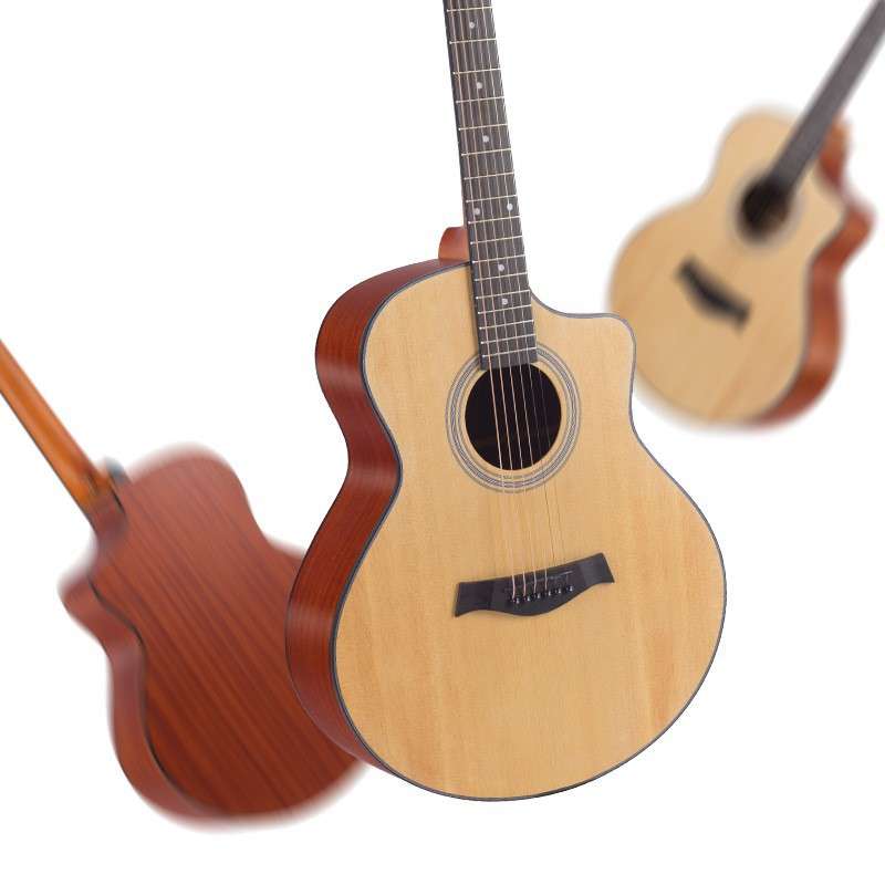 41寸单板民谣吉他无标哑光木吉他琴行学校 云杉面单桃花芯JF桶