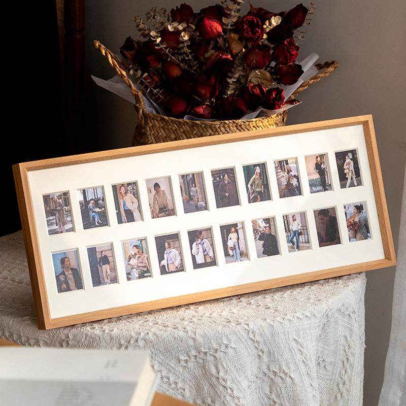 榫卯相框榉木件照打印宝宝一周岁成长纪念相框洗照片多孔相框摆台